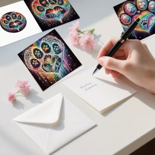 Preview: Diamond Painting Grusskarten Hunde-Pfoten